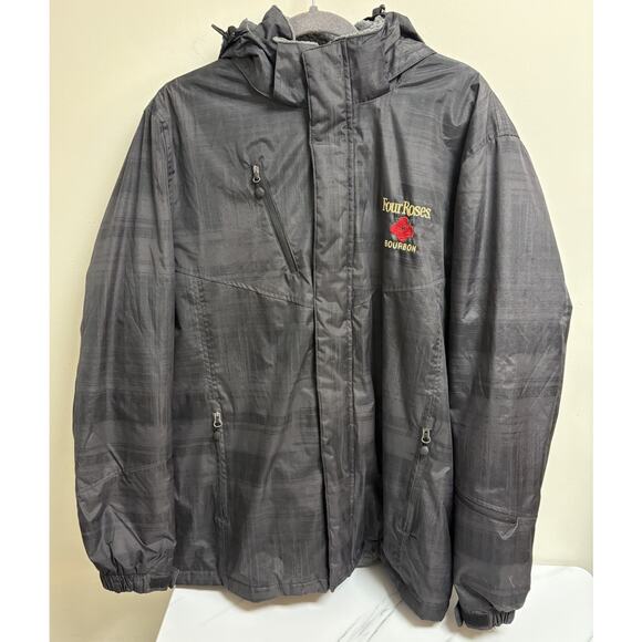 Port Authority Four Roses Bourbon Jacket XL Black Hooded Sherpa Lined - Picture 1 of 14
